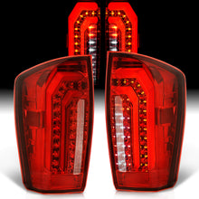 Load image into Gallery viewer, Toyota Tacoma 2016-2023 Sequential LED Bar Tail Lights Chrome Housing Red Len White Tube (Version 2)