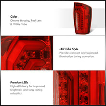 Load image into Gallery viewer, Toyota Tacoma 2016-2023 Sequential LED Bar Tail Lights Chrome Housing Red Len White Tube (Version 2)