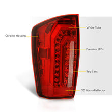 Load image into Gallery viewer, Toyota Tacoma 2016-2023 Sequential LED Bar Tail Lights Chrome Housing Red Len White Tube (Version 2)