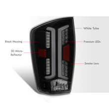 Load image into Gallery viewer, Toyota Tacoma 2016-2023 LED Bar Tail Lights Black Housing Smoke Len White Tube