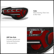 Load image into Gallery viewer, Toyota 86 FRS 2012-2020 / Subaru BRZ 2012-2020 Sequential LED Bar Tail Lights Black Housing Clear Len Red Tube (Version 2)