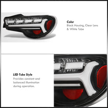 Load image into Gallery viewer, Toyota 86 FRS 2012-2020 / Subaru BRZ 2012-2020 Sequential LED Bar Tail Lights Black Housing Clear Len White Tube (Version 2)