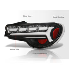 Load image into Gallery viewer, Toyota 86 FRS 2012-2020 / Subaru BRZ 2012-2020 Sequential LED Bar Tail Lights Black Housing Clear Len White Tube (Version 2)