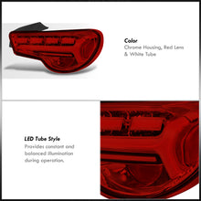 Load image into Gallery viewer, Toyota 86 FRS 2012-2020 / Subaru BRZ 2012-2020 Sequential LED Bar Tail Lights Chrome Housing Red Len White Tube (Version 2)