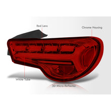 Load image into Gallery viewer, Toyota 86 FRS 2012-2020 / Subaru BRZ 2012-2020 Sequential LED Bar Tail Lights Chrome Housing Red Len White Tube (Version 2)