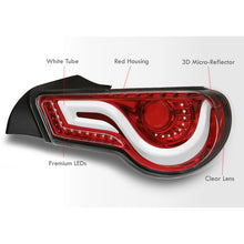 Load image into Gallery viewer, Toyota 86 FRS 2012-2020 / Subaru BRZ 2012-2020 Sequential LED Bar Tail Lights Red Housing Clear Len White Tube