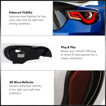 Load image into Gallery viewer, Toyota 86 FRS 2012-2020 / Subaru BRZ 2012-2020 Sequential LED Bar Tail Lights Black Housing Clear Len White Tube
