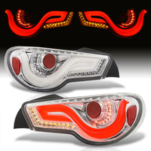 Load image into Gallery viewer, Toyota 86 FRS 2012-2020 / Subaru BRZ 2012-2020 Sequential LED Bar Tail Lights Chrome Housing Clear Len White Tube
