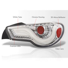 Load image into Gallery viewer, Toyota 86 FRS 2012-2020 / Subaru BRZ 2012-2020 Sequential LED Bar Tail Lights Chrome Housing Clear Len White Tube