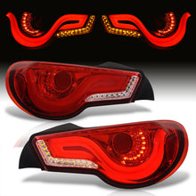 Load image into Gallery viewer, Toyota 86 FRS 2012-2020 / Subaru BRZ 2012-2020 Sequential LED Bar Tail Lights Chrome Housing Red Len White Tube