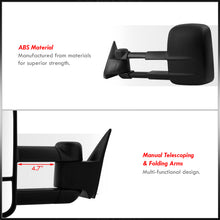 Load image into Gallery viewer, Chevrolet C/K 1500 2500 3500 1988-1998 / Tahoe 1995-1999 / GMC Yukon 1992-1999 / Suburban 1992-1999 Telescopic Extendable Manual Towing Mirrors Black