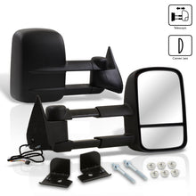 Load image into Gallery viewer, Chevrolet C/K 1500 2500 3500 1988-1998 / Tahoe 1995-1999 / GMC Yukon 1992-1999 / Suburban 1992-1999 Telescopic Extendable Power Towing Mirrors Black