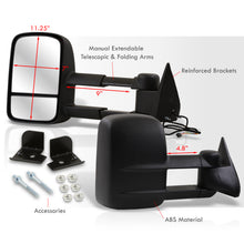 Load image into Gallery viewer, Chevrolet C/K 1500 2500 3500 1988-1998 / Tahoe 1995-1999 / GMC Yukon 1992-1999 / Suburban 1992-1999 Telescopic Extendable Power Towing Mirrors Black