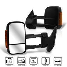 Load image into Gallery viewer, Chevrolet Silverado 2007-2013 / GMC Sierra 2007-2013 Telescopic Extendable LED Signal Heated Power Towing Mirrors Black