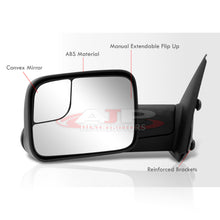 Load image into Gallery viewer, Dodge Ram 1500 2002-2008 / 2500 3500 2003-2009 Extended Flip Up Manual Towing Mirrors Black