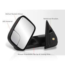 Load image into Gallery viewer, Dodge Ram 1500 2002-2008 / 2500 3500 2003-2009 Extended Flip Up Heated Power Towing Mirrors Black