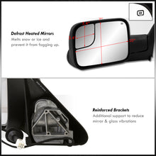 Load image into Gallery viewer, Dodge Ram 1500 1998-2001 / 2500 3500 1998-2002 Extended Flip Up Heated Power Towing Mirrors Black