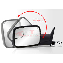 Load image into Gallery viewer, Dodge Ram 1500 1998-2001 / 2500 3500 1998-2002 Extended Flip Up Heated Power Towing Mirrors Black