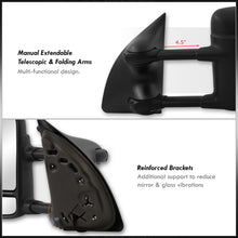 Load image into Gallery viewer, Ford F250 F350 F450 F550 1999-2016 / Excursion 2001-2005 Telescopic Extendable Power Towing Mirrors Black