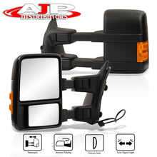 Load image into Gallery viewer, Ford F250 F350 F450 F550 1999-2016 / Excursion 2001-2005 Telescopic Extendable Manual Towing Mirrors Black