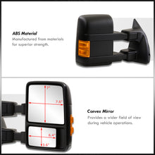 Load image into Gallery viewer, Ford F250 F350 F450 F550 1999-2016 / Excursion 2001-2005 Telescopic Extendable Manual Towing Mirrors Black