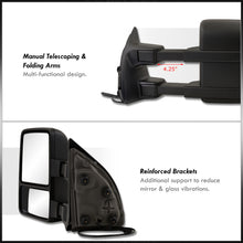 Load image into Gallery viewer, Ford F250 F350 F450 F550 1999-2016 / Excursion 2001-2005 Telescopic Extendable Manual Towing Mirrors Black