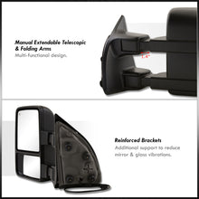 Load image into Gallery viewer, Ford F250 F350 F450 F550 1999-2016 / Excursion 2001-2005 Telescopic Extendable Heated Power Towing Mirrors Black