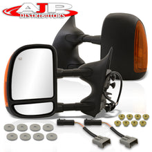 Load image into Gallery viewer, Ford F250 F350 F450 F550 1999-2007 / Excursion 2001-2005 Telescopic Extendable LED Signal Heated Power Towing Mirrors Black