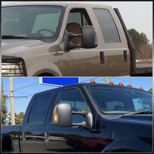 Load image into Gallery viewer, Ford F250 F350 F450 F550 1999-2007 / Excursion 2001-2005 Telescopic Extendable LED Signal Heated Power Towing Mirrors Black

