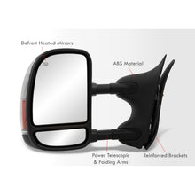 Load image into Gallery viewer, Ford F250 F350 F450 F550 1999-2007 / Excursion 2001-2005 Telescopic Extendable LED Signal Heated Power Towing Mirrors Black