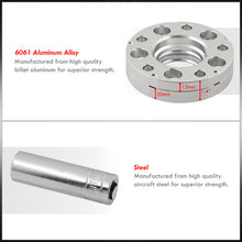 Load image into Gallery viewer, Universal 4 Piece Wheel Spacers + Extended Lug Nut Bolts Silver - PCD: 5x120 | Thread Pitch: M12x1.5 | Bore: 72.56mm | Thickness: 15mm & 20mm | Lug Nuts: 40mm & 45mm