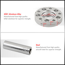 Load image into Gallery viewer, Universal 2 Piece Wheel Spacers + Extended Lug Nut Bolts Silver - PCD: 5x120 | Thread Pitch: M12x1.5 | Bore: 72.56mm | Thickness: 15mm | Lug Nuts: 40mm