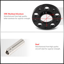 Load image into Gallery viewer, Universal 4 Piece Wheel Spacers + Extended Lug Nut Bolts Black - PCD: 5x120 | Thread Pitch: M14x1.25 | Bore: 72.56mm | Thickness: 20mm | Lug Nuts: 45mm