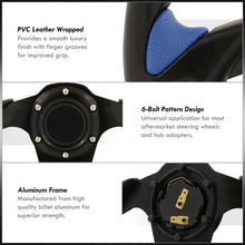 Load image into Gallery viewer, Universal 320mm Flat Bottom Style Aluminum Steering Wheel Black / Blue