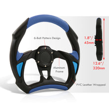 Load image into Gallery viewer, Universal 320mm Flat Bottom Style Aluminum Steering Wheel Black / Blue