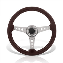 Load image into Gallery viewer, Universal 350mm Heavy Duty Steel Wood Grain Style Steering Wheel Polished Center Dark Wood