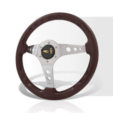 Load image into Gallery viewer, Universal 350mm Heavy Duty Steel Wood Grain Style Steering Wheel Polished Center Dark Wood