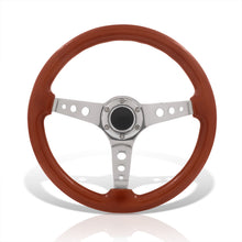 Load image into Gallery viewer, Universal 350mm Heavy Duty Steel Wood Grain Style Steering Wheel Polished Center Light Wood