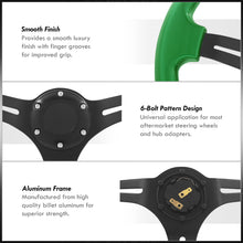 Load image into Gallery viewer, Universal 350mm Heavy Duty Aluminum Steering Wheel Black Center Green
