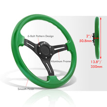 Load image into Gallery viewer, Universal 350mm Heavy Duty Aluminum Steering Wheel Black Center Green