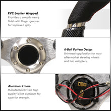 Load image into Gallery viewer, Universal 320mm Dual Button Style Aluminum Steering Wheel Silver Center with Carbon Fiber Handles