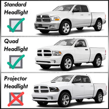 Load image into Gallery viewer, Dodge Ram 1500 2009-2018 / Ram 2500 3500 2010-2018 / Ram 4500 5500 2011-2018 / Ram 1500 Classic 2019-2023 Factory Style Quad Headlights Chrome Housing Clear Len Clear Reflector (Halogen Models Only)