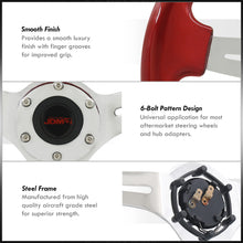 Load image into Gallery viewer, JDM Sport Universal 350mm Heavy Duty Steel Steering Wheel Polished Center Metallic Red