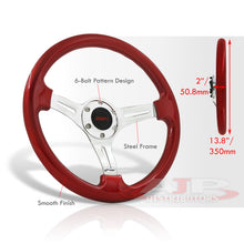 Load image into Gallery viewer, JDM Sport Universal 350mm Heavy Duty Steel Steering Wheel Polished Center Metallic Red