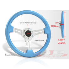 Load image into Gallery viewer, JDM Sport Universal 350mm Heavy Duty Steel Steering Wheel Polished Center Metallic Sky Blue