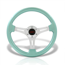 Load image into Gallery viewer, JDM Sport Universal 350mm Heavy Duty Steel Steering Wheel Polished Center Metallic Mint Green