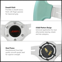 Load image into Gallery viewer, JDM Sport Universal 350mm Heavy Duty Steel Steering Wheel Polished Center Metallic Mint Green