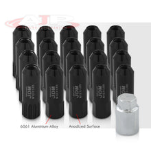 Load image into Gallery viewer, JDM Sport Universal 12 x 1.25 Extended Locking Lug Nuts Black (20 Pieces) - 4 Pieces Locking Type Lug + Key