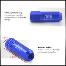 Load image into Gallery viewer, JDM Sport Universal 12 x 1.25 Extended Locking Lug Nuts Blue (20 Pieces) - 4 Pieces Locking Type Lug + Key