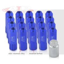 Load image into Gallery viewer, JDM Sport Universal 12 x 1.25 Extended Locking Lug Nuts Blue (20 Pieces) - 4 Pieces Locking Type Lug + Key